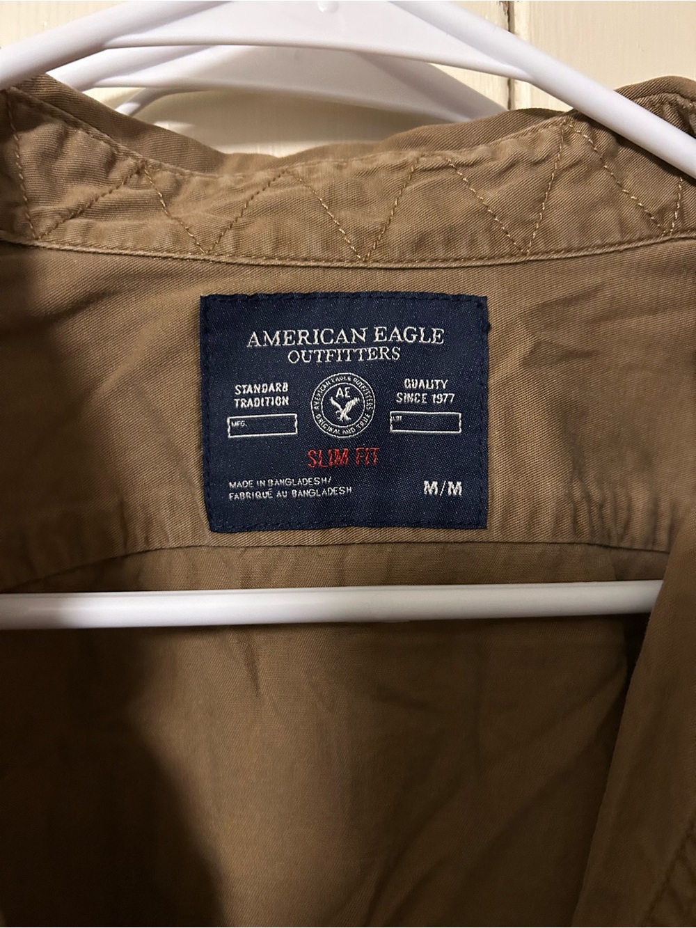 American Eagle Outfitters Slim Fit Khaki Button-Down Shirt Jacket